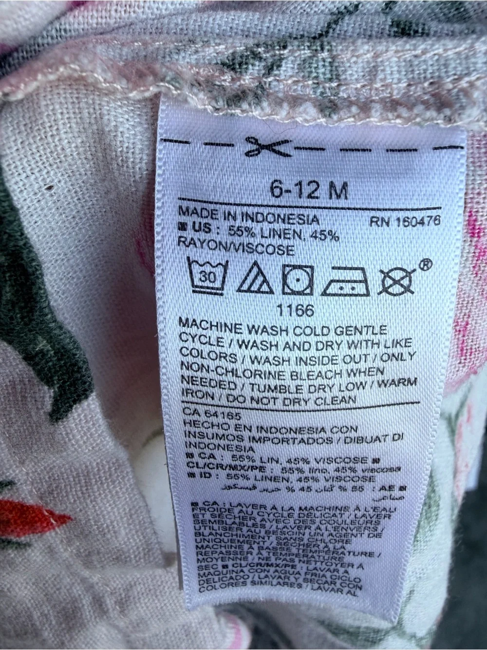 Old Navy Pink Floral Linen Blend Dress with White Bloomers | 6-12 months